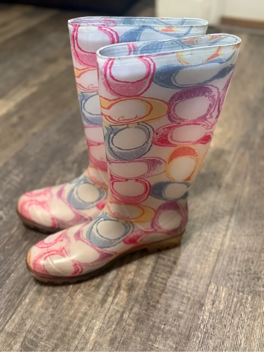 Coach Signature Multicolor Rainbow Boot women’s size 9 Mid Calf